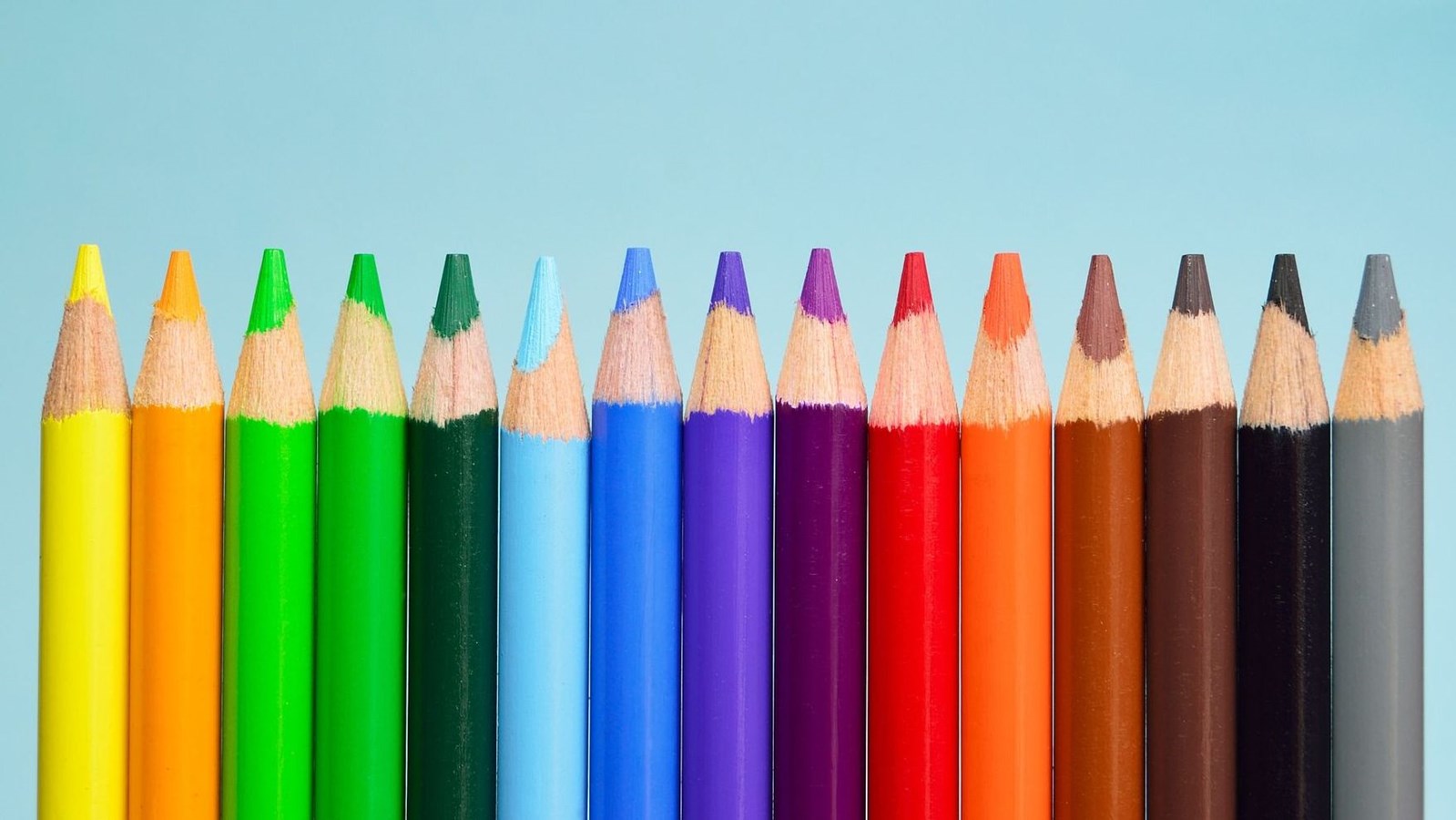 Coloured crayons in various colours